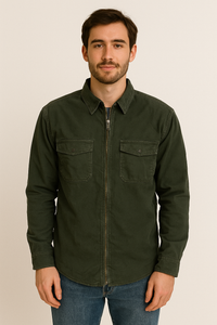 Men’s Corduroy Over Shirt Army green Full Zip jacket