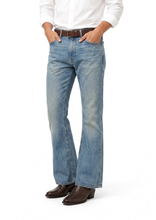Men's Flare Jeans Mid Wash Stretch Indie Retro 70s Bell Bottom Lc16 | LCJ Denim