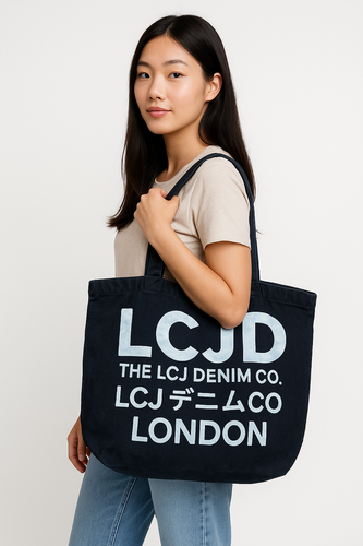 Unisex LCJ Denim Tote Bag Black Washed Denim