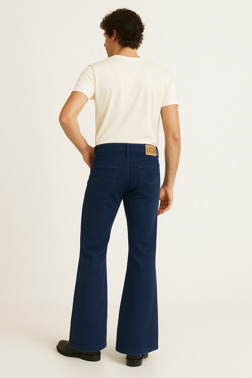 Mens Dark Blue Flare Jeans 70s Bell Mens Denim Bell Bottoms Men's