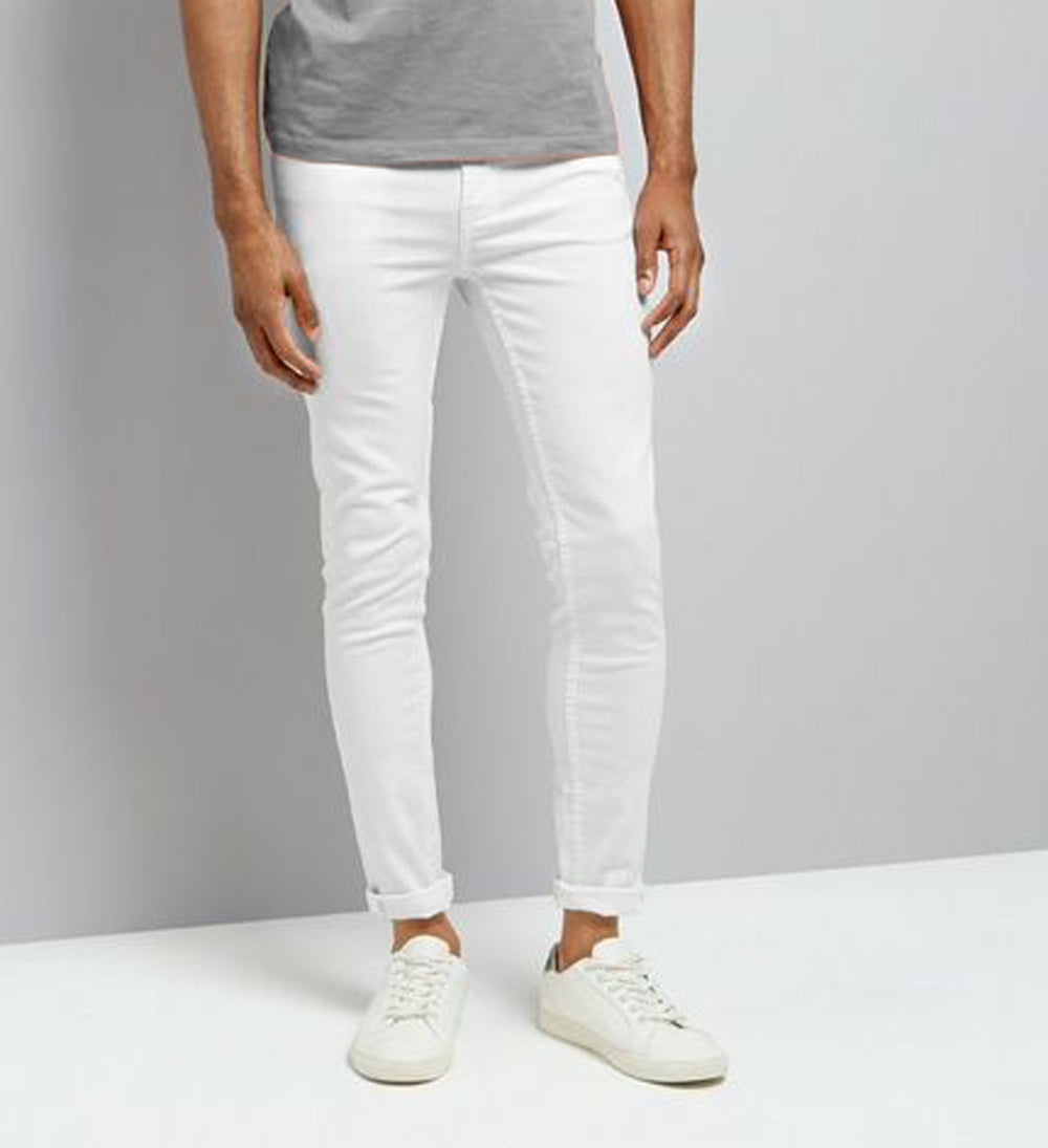 Men's LCJ Denim Super Skinny White Jean Slim Fit basics All Sizes
