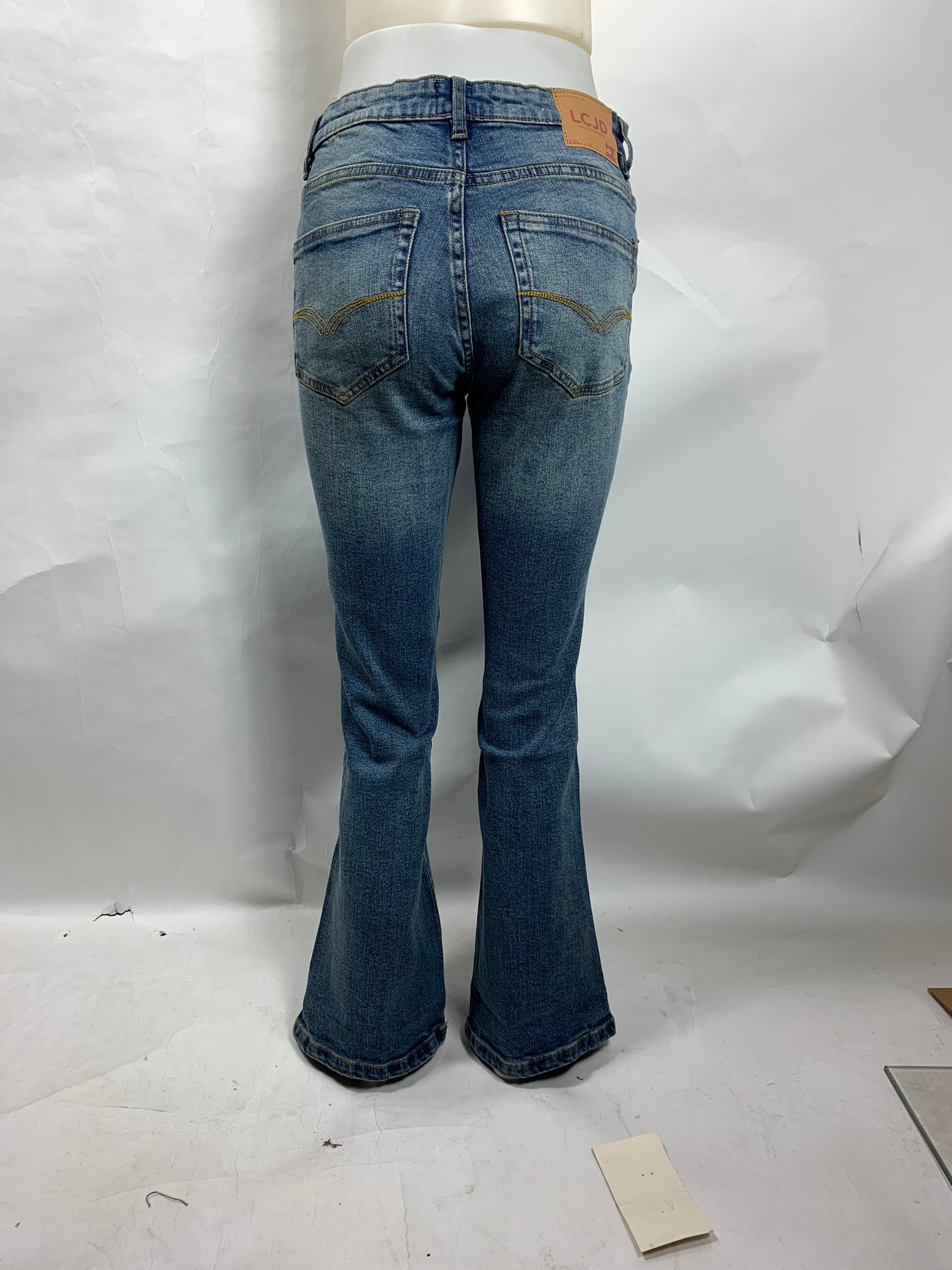 Charcoal Grey Acid Wash Seam Detail Low Rise Flare Pants