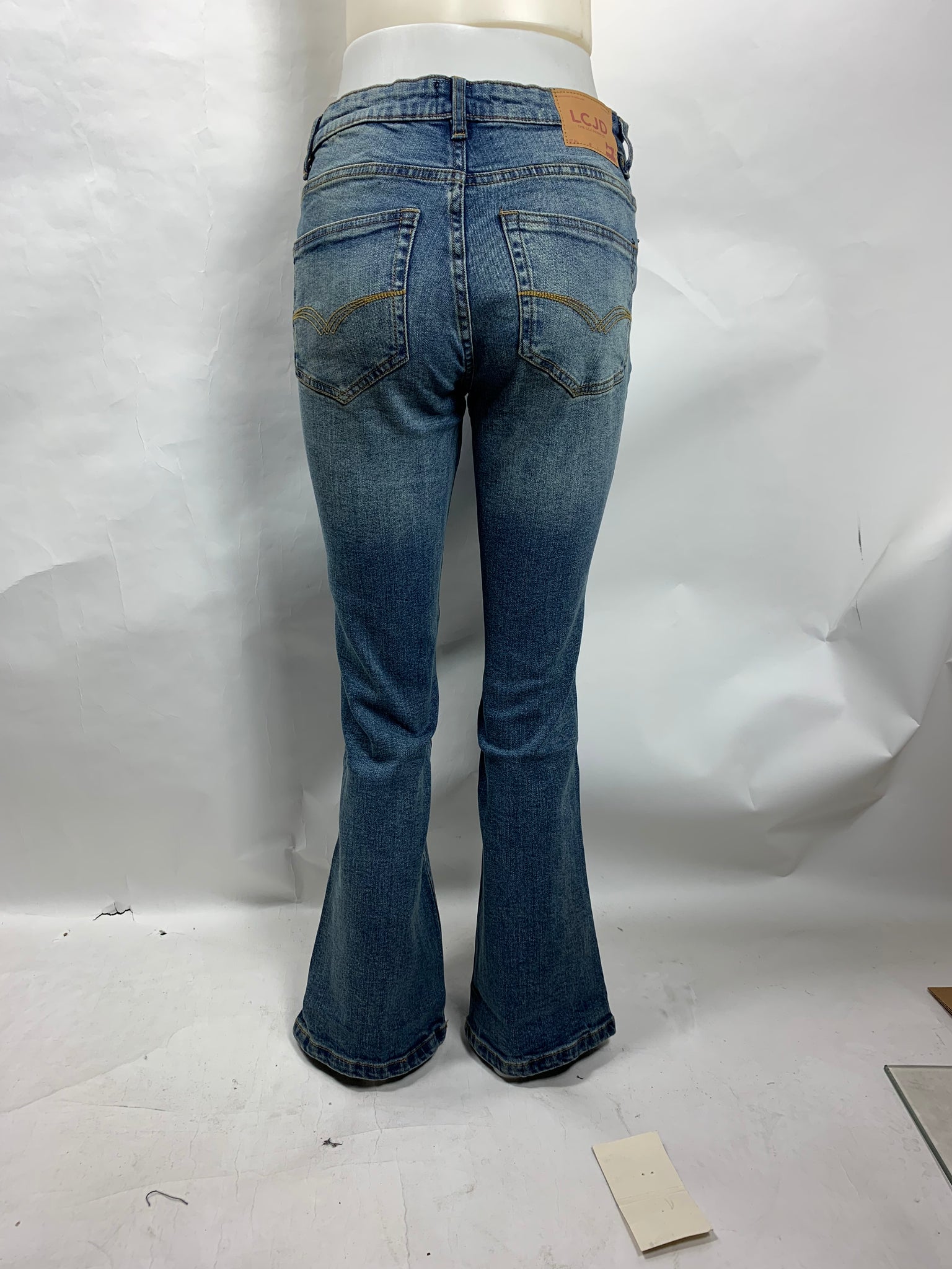 Ladies Flare Jeans High Rise Stretch 70s Retro Denim Acid Wash LCJ Den –  LCJD