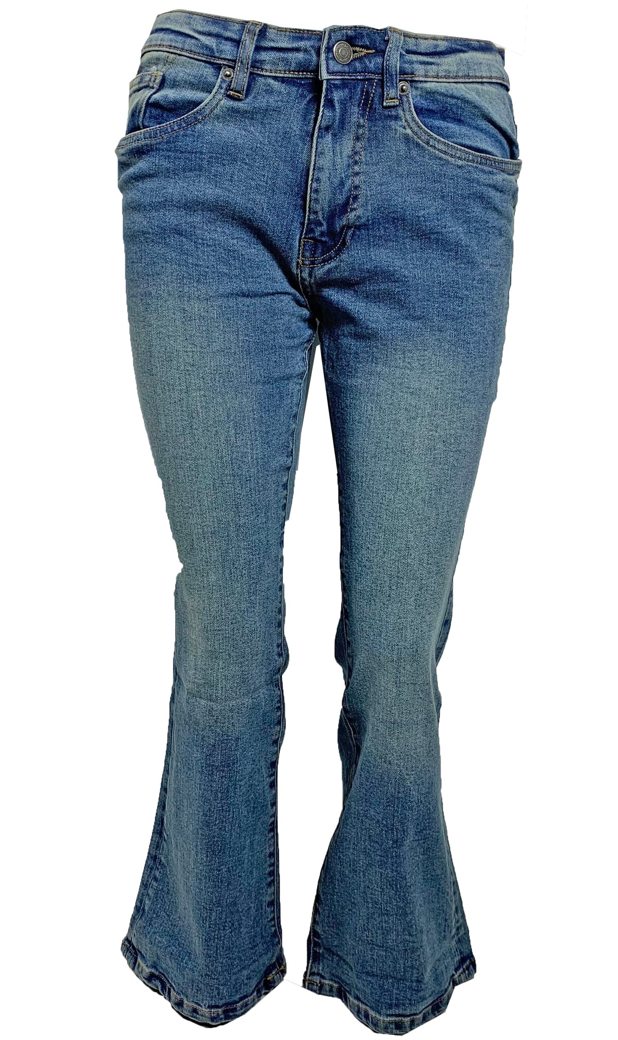 Ladies Flare Jeans High Rise Stretch 70s Retro Denim Acid Wash LCJ Den –  LCJD