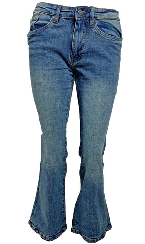 Ladies Flare Jeans High Rise Stretch 70s Retro Denim Acid Wash LCJ Denim