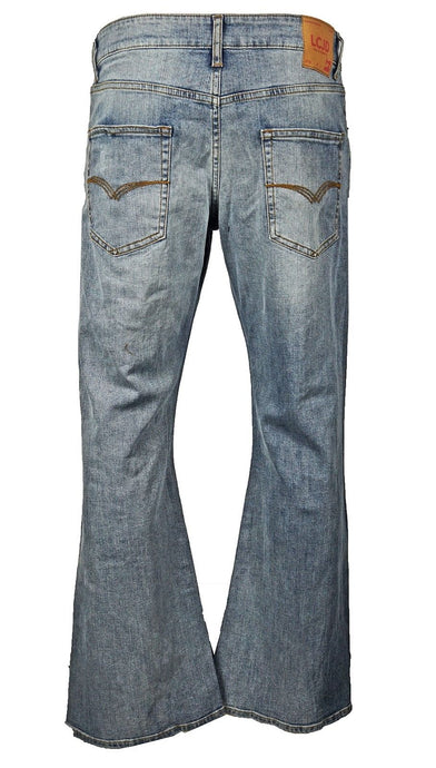Men's Flare Jeans Mid Wash Stretch Indie Retro 70s Bell Bottom Lc16 | LCJ Denim