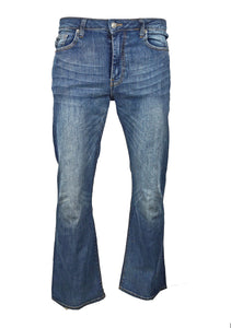 Men's Bootcut Jeans Medium Wash Stretch Indie Retro 70s LC20